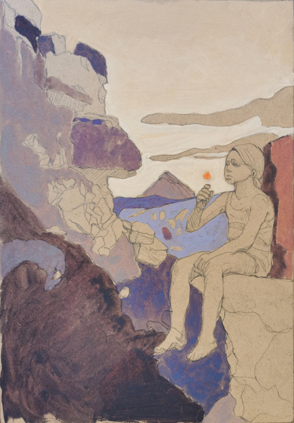 Vue du Mont Cantal 9 - 21x30 - tempera